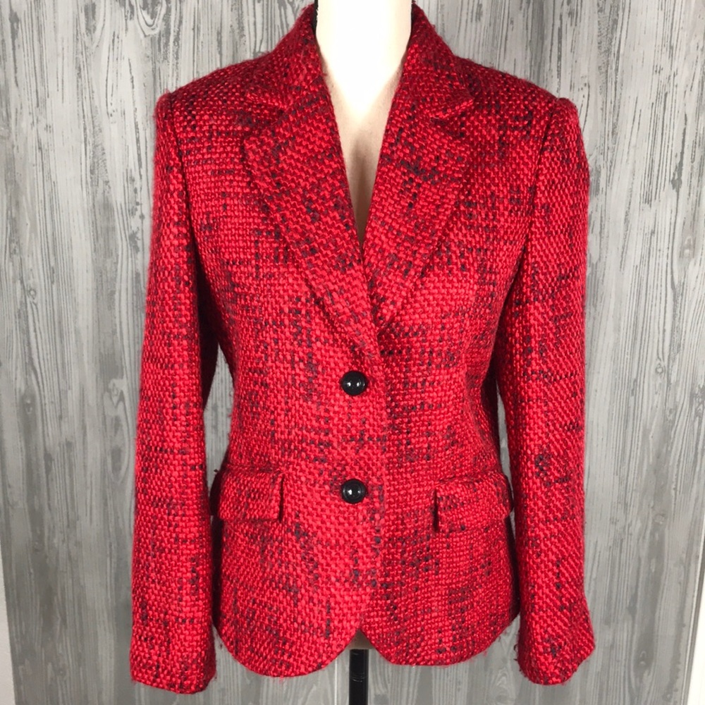 Bob Mackie 10 red tweed blazer